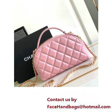 Chanel Calfskin  &  Gold-Tone Metal Chain Bowling Bag AP3586 Pink 2024